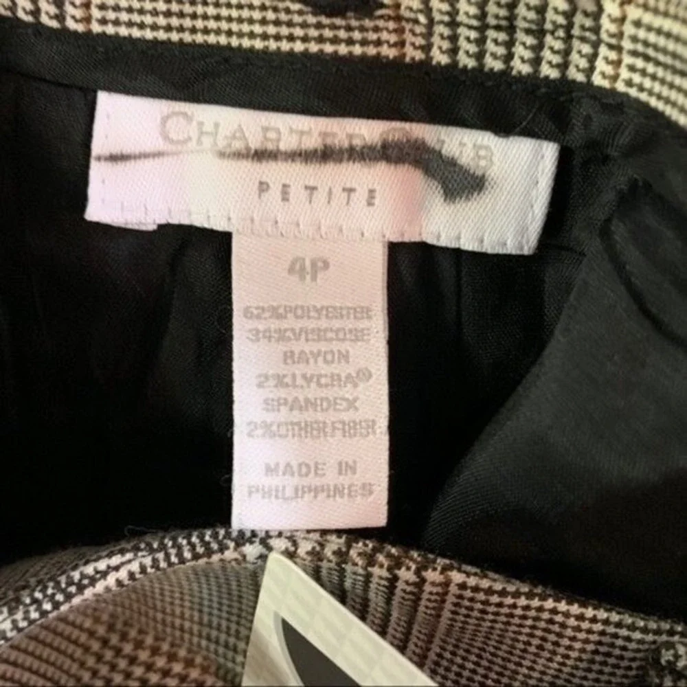 Charter Club Petite Allison Fit Cropped Length Plaid Pants Women Size 4P‎ New